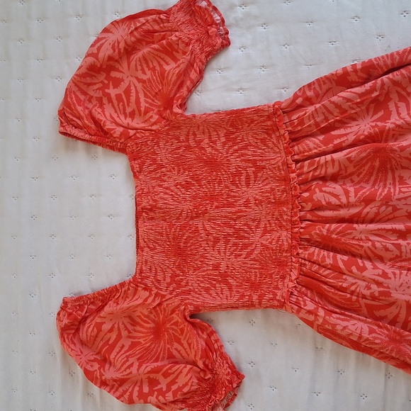 Betsey Johnson Palms Of Paradise Maxi Dress In Spicy Orange Sz M - Picture 5 of 15